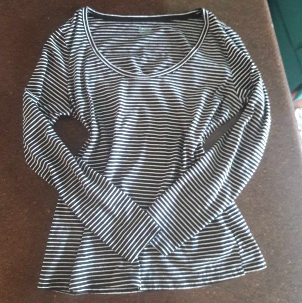 Boden Black and White Striped Long Sleeve 12